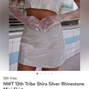 12th Tribe Shimmering Silver Mini Skirt